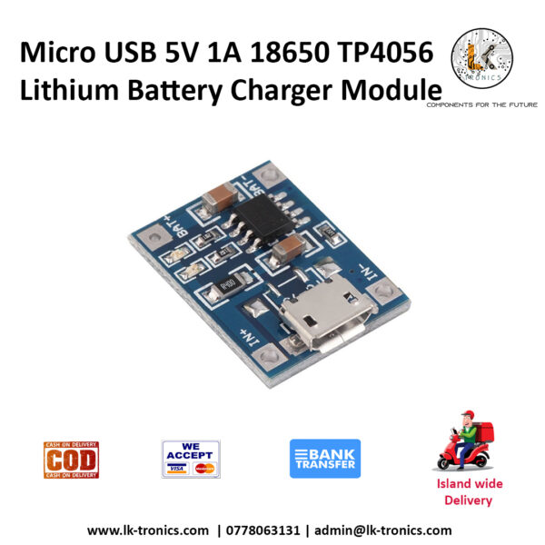 Micro USB 5V 1A 18650 TP4056 Lithium Battery Charger Module
