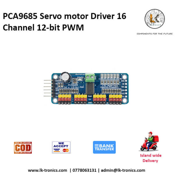 thumbnail image 2 of PCA9685 16-Channel Servo Motor Driver - 12-Bit PWM & I2C For Arduino & Robotics 2 of 11