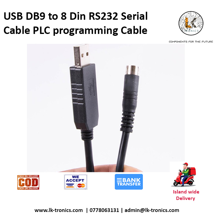 USB DB9 to 8 Din RS232 Serial Cable PLC programming Cable