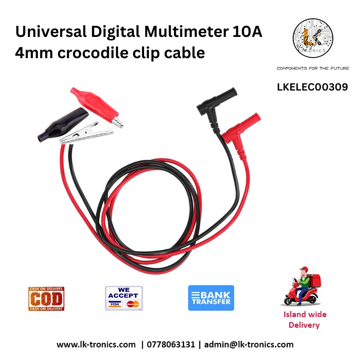 Universal Digital Multimeter 10A 4mm Crocodile Clip Cables