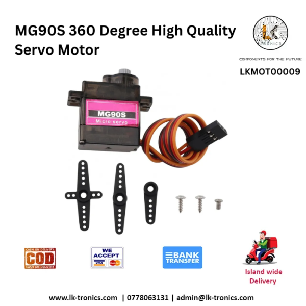 360 Degree Rotation Motor MG90S Servo Motor 360° Continuous Rotation - Metal Gears