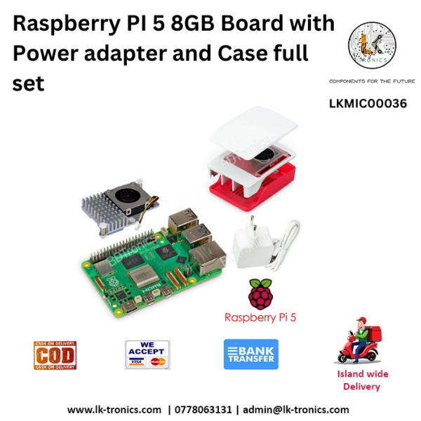 Computer Raspberry Power Board Raspberry PI 5 8GB Board with Power adapter and Case full set | LK ...