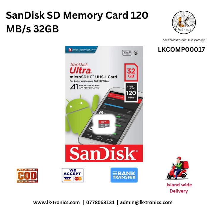 SanDisk 32GB SD Memory Card with 120MB/s speed for cameras and devices