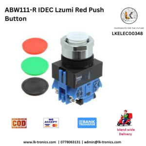 IDEC ABW111-R 22 mm red momentary push button chrome bezel front view