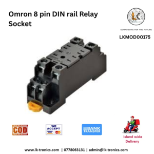 Omron 8-pin DIN rail relay socket with screw terminals for industrial control panels
