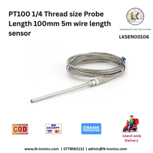 PT100 RTD temperature sensor with 1/4 inch thread and 5m long cable